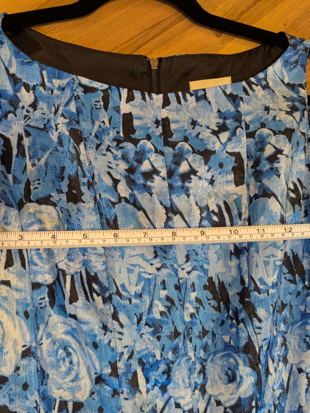Sz 8 J. Taylor Blue Floral Fit-and-Flare Dress - Picture 3 of 7